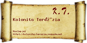 Kolonits Terézia névjegykártya